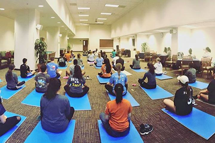 students meditating